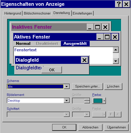 Screenshot: Eigenschaften von Anzeige