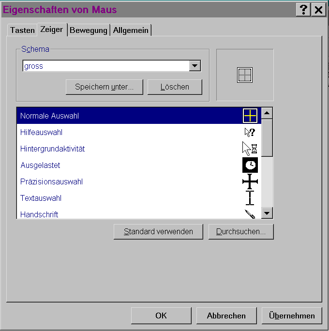 Screenshot: Mauseigenschaften