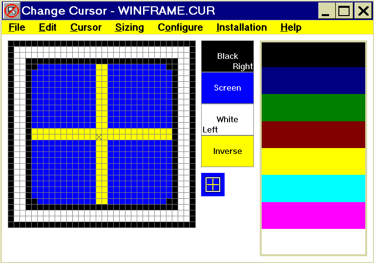 Screenshot der Arbeitsfläche von ChangeCursor